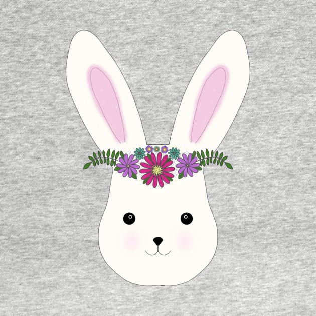 Cute bunny with flower crown by KaisPrints